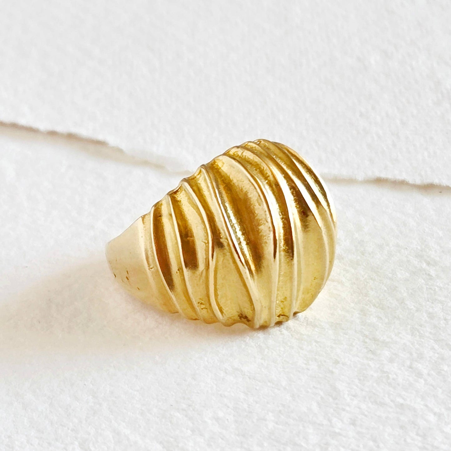 Brass dome wave statement ring