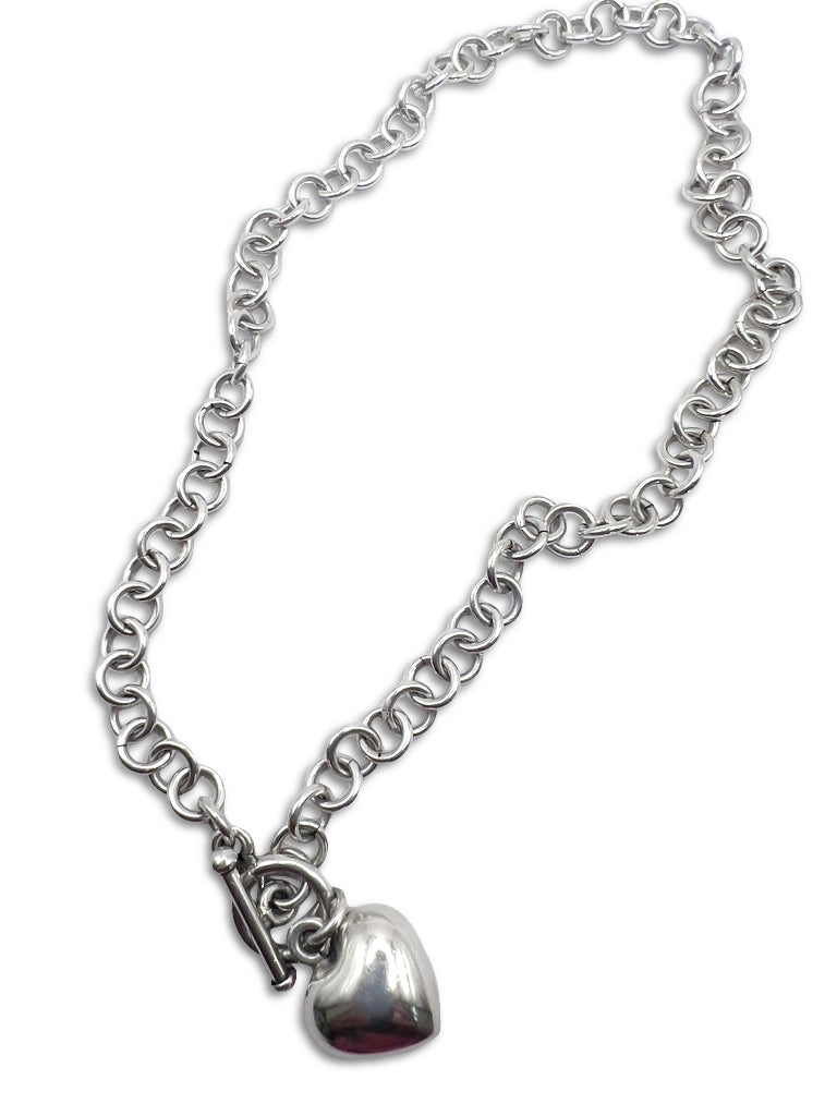 Sterling Silver Rolo Chain with Heart Pendant