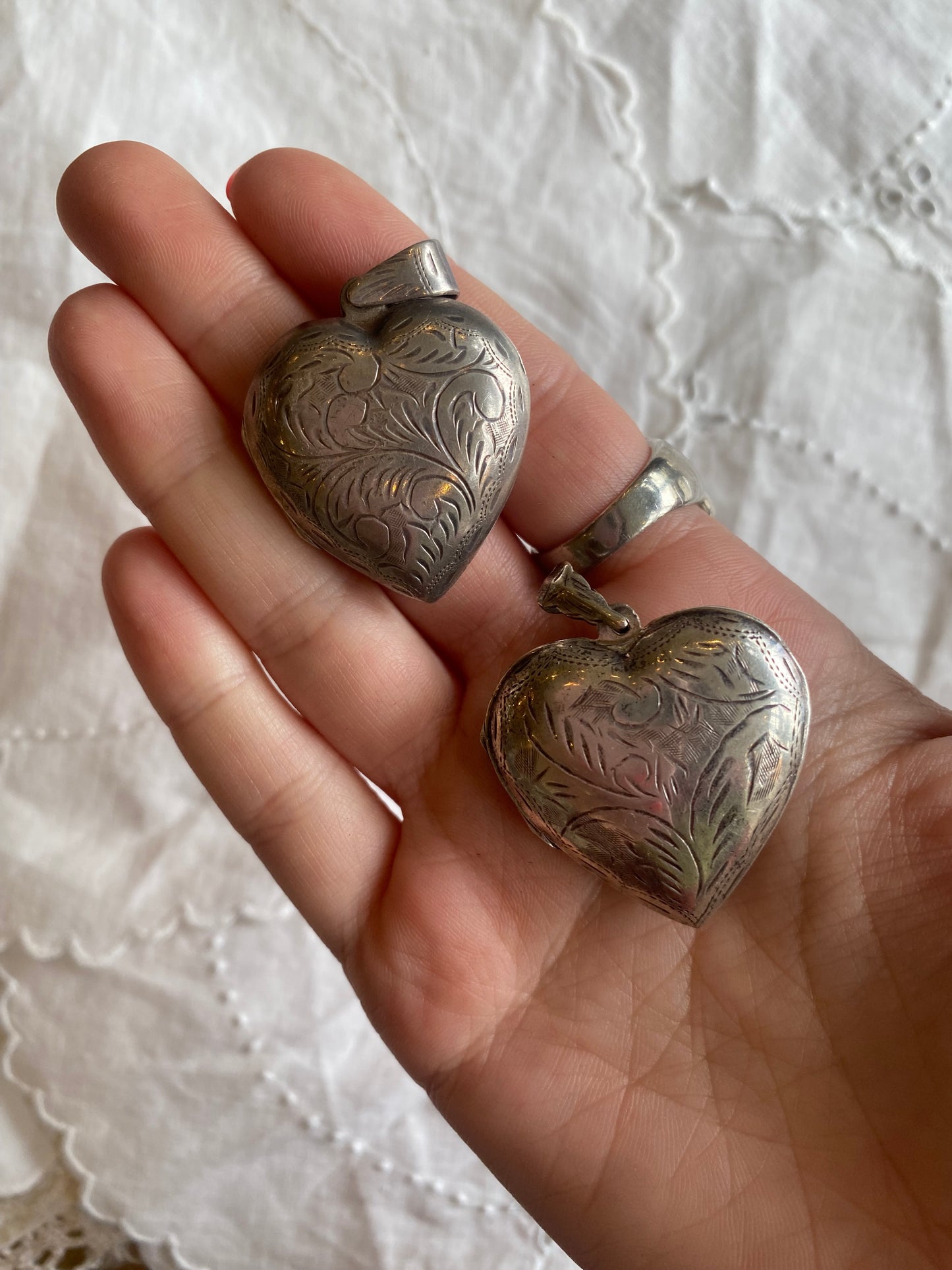 Large Puffy Sterling Heart Charms