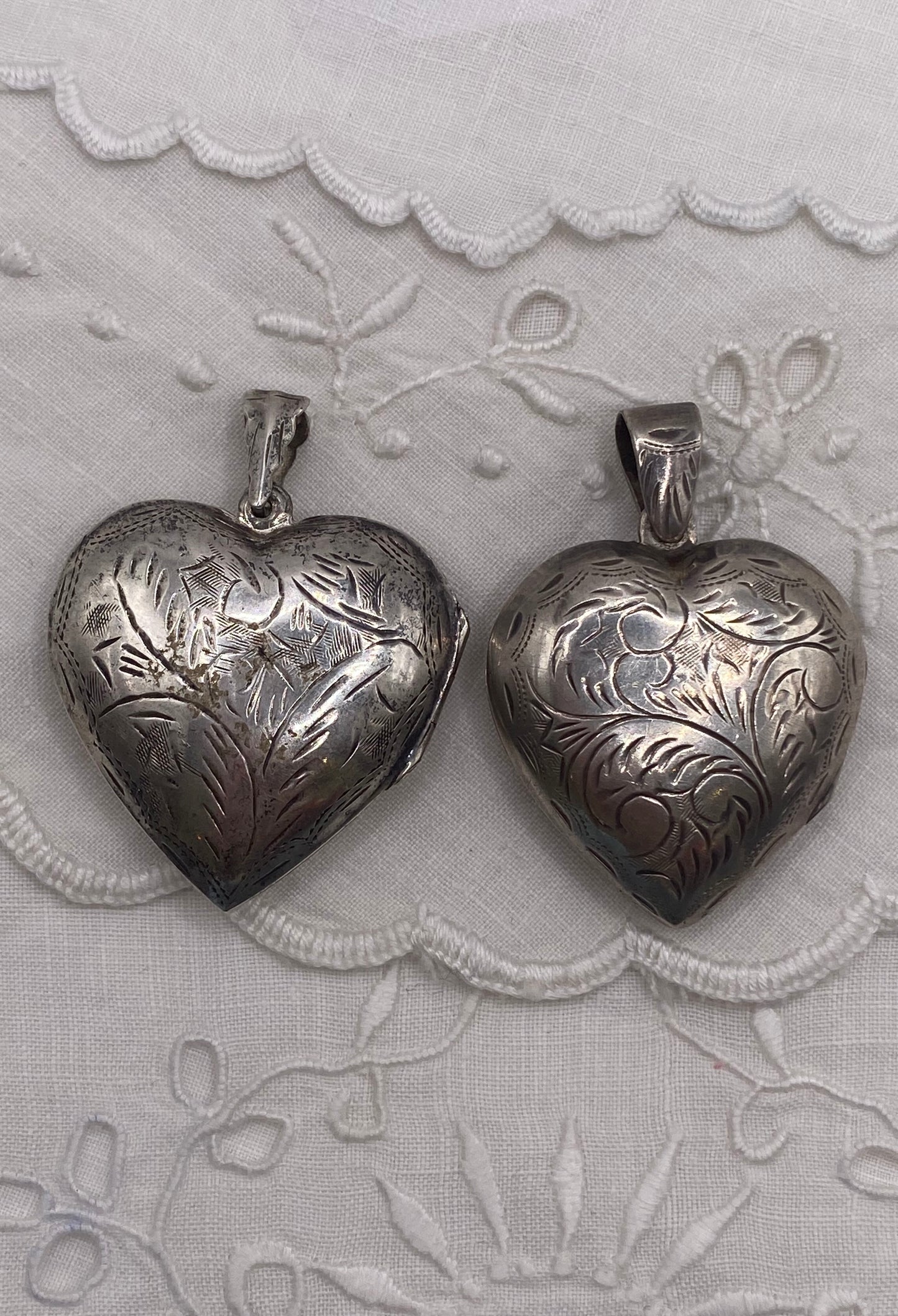 Large Puffy Sterling Heart Charms