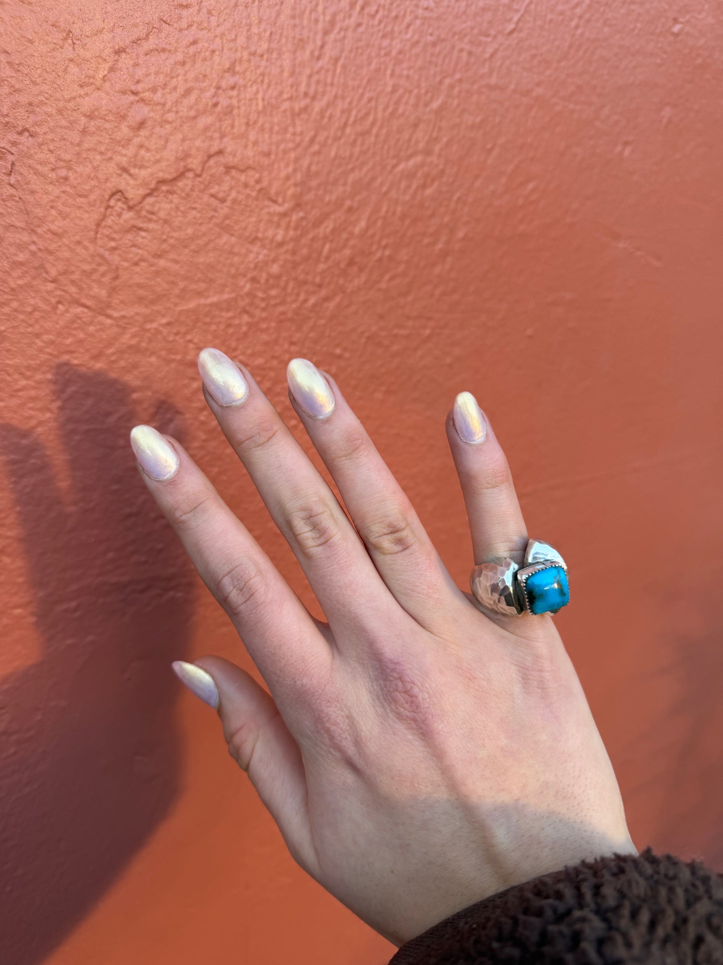 Hammered Silver Turquoise Ring