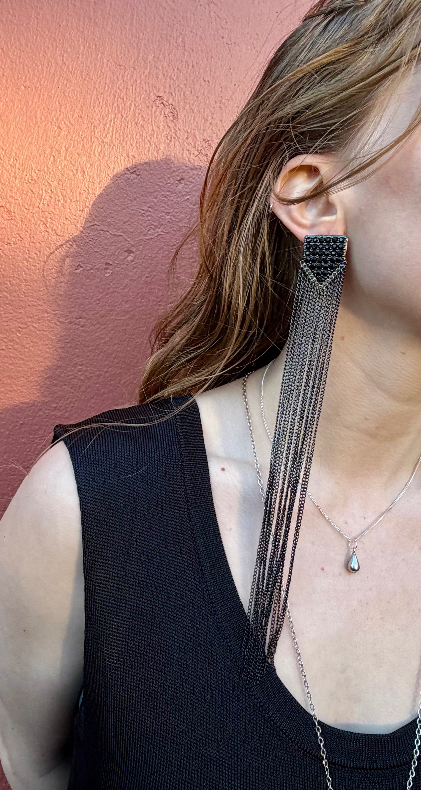 Black Long Chain Earrings
