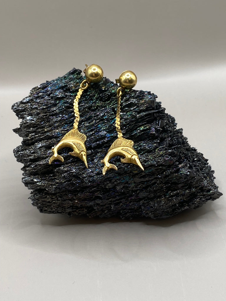 14k Gold Swordfish Chain Earring
