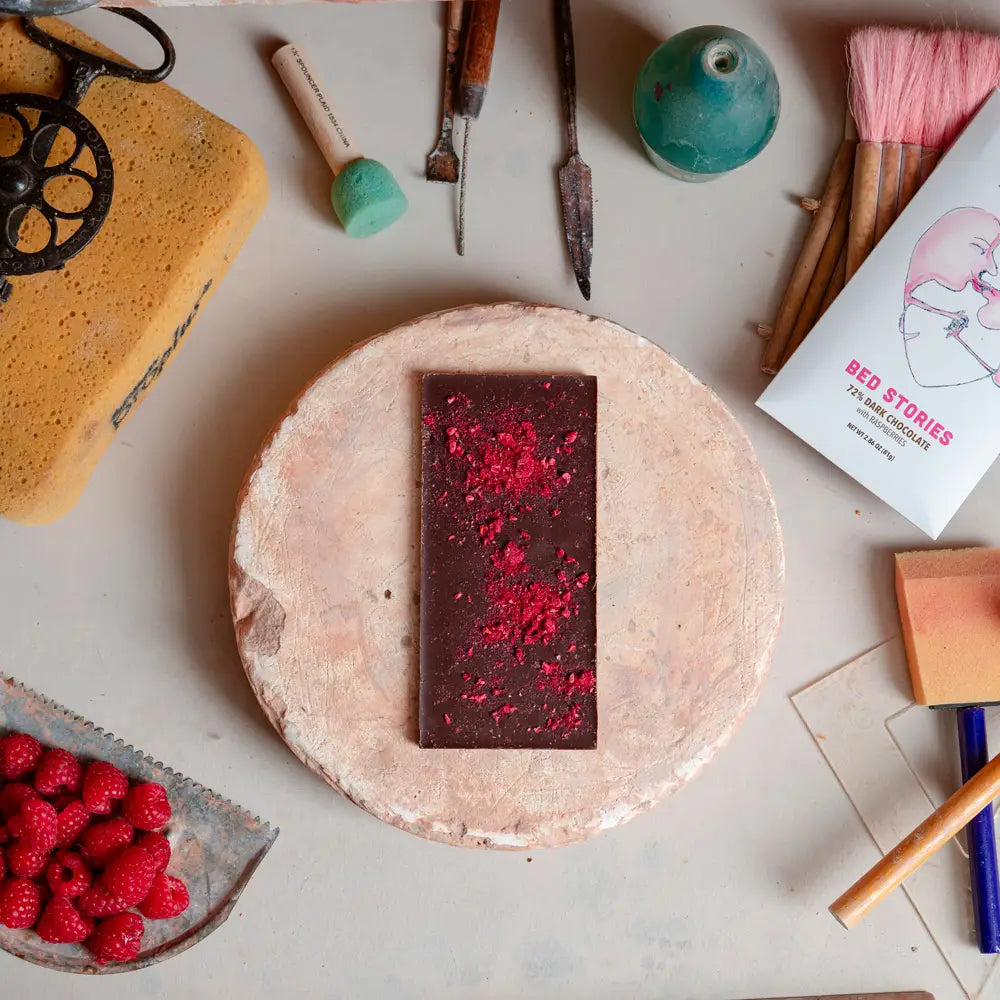 Bed Stories Chocolate Bar with Raspberries