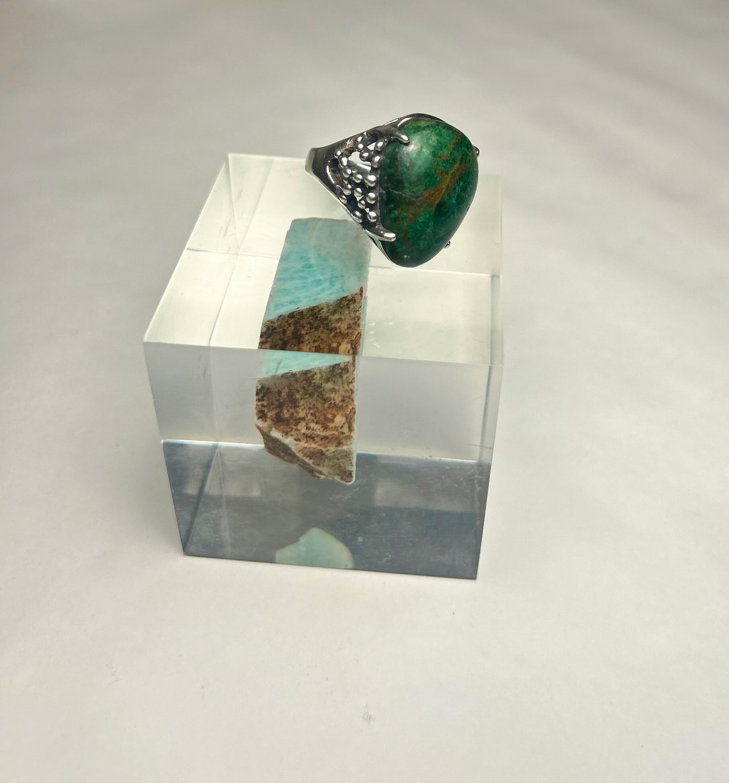 Large Teardrop Jasper Ring w Studs