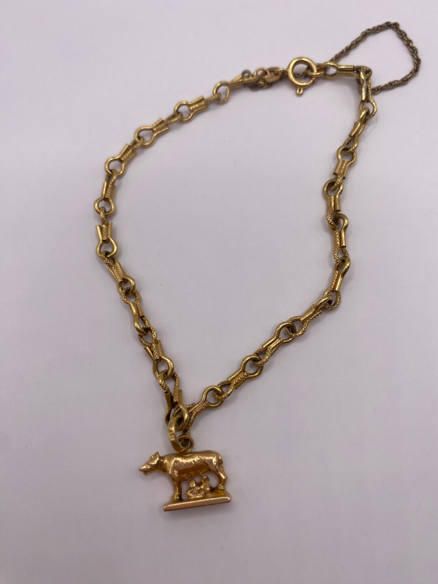 14k Gold Romulus & Remus Charm Bracelet