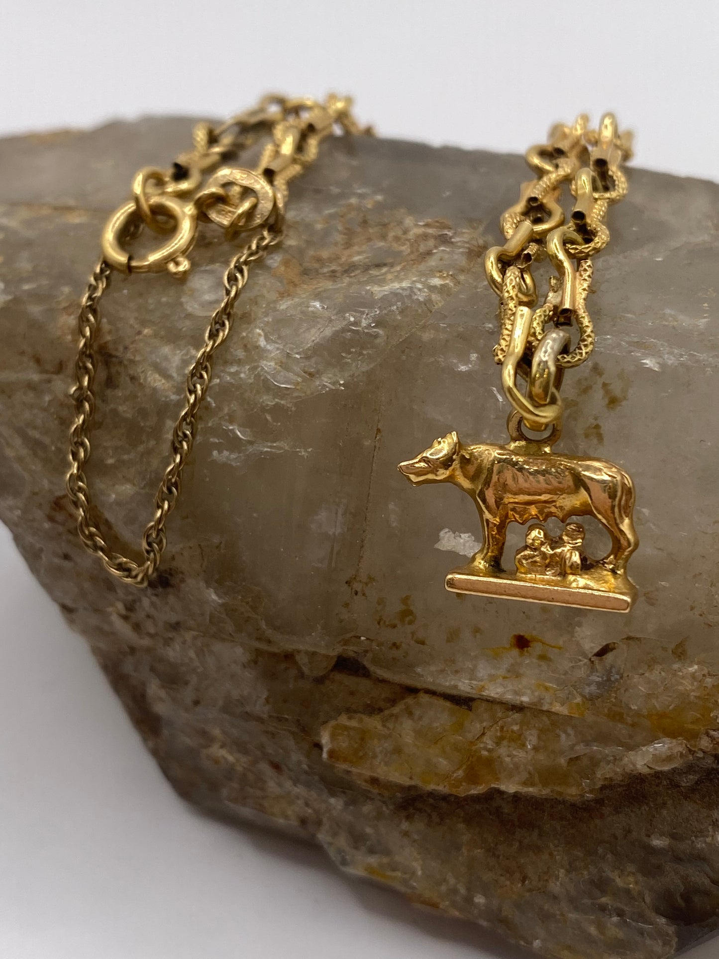 14k Gold Romulus & Remus Charm Bracelet