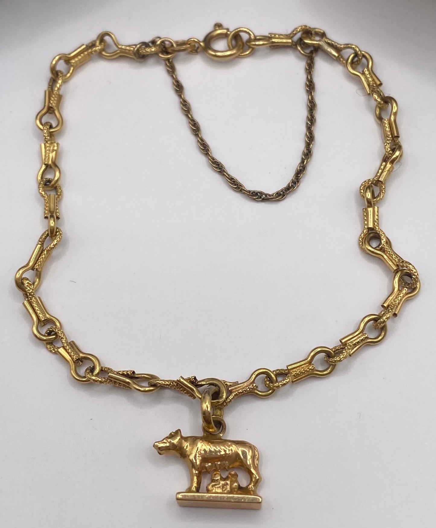 14k Gold Romulus & Remus Charm Bracelet