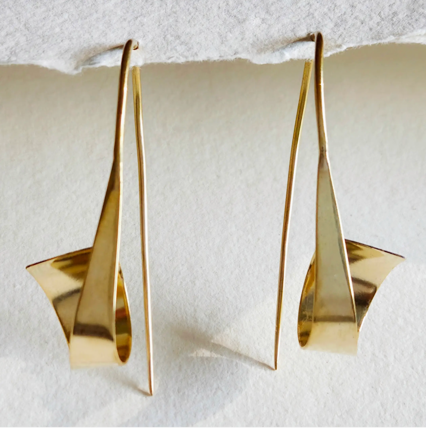 Brass Curve Flat Hoop Earrings Bisjoux