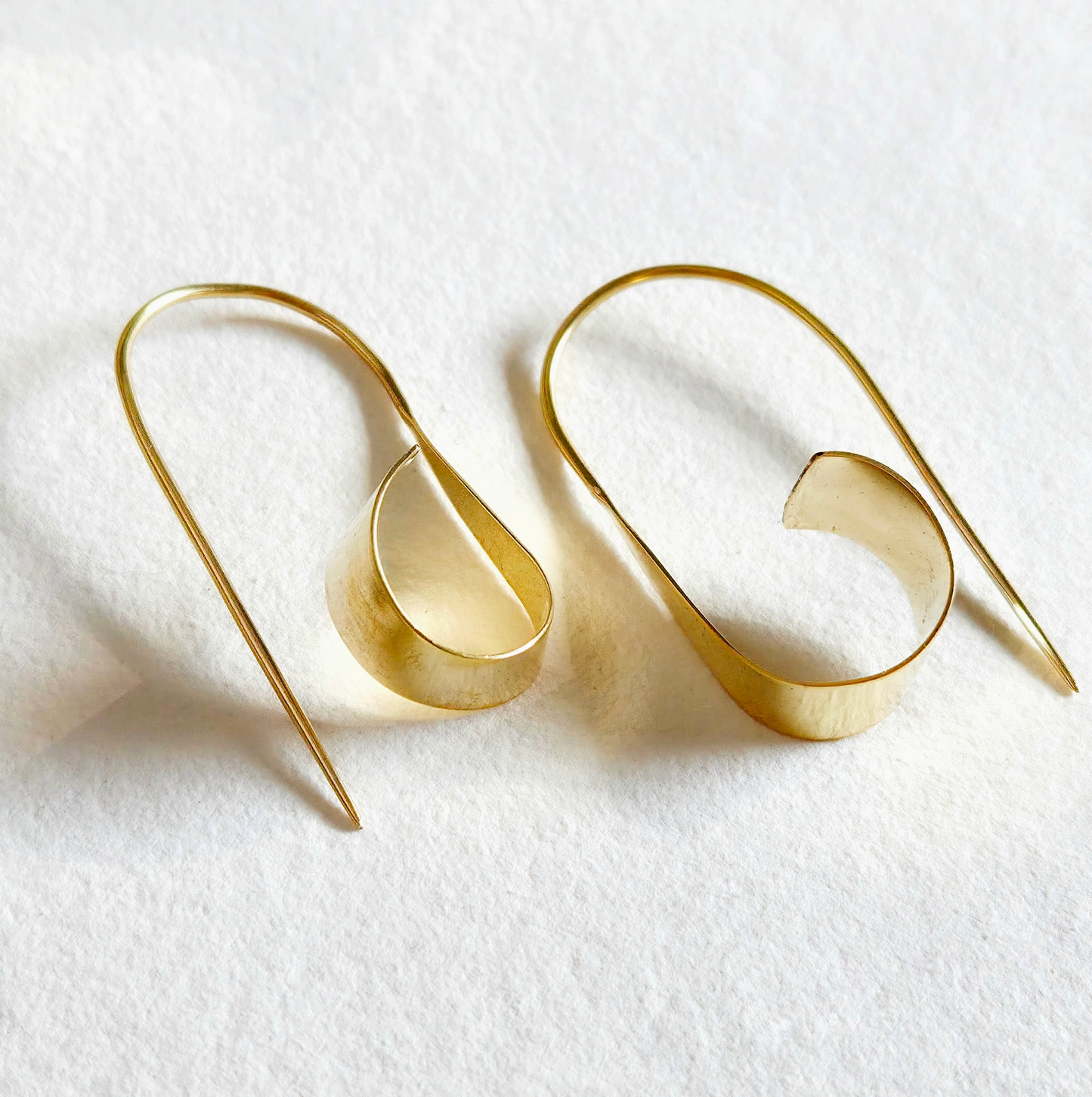 Brass Curve Flat Hoop Earrings Bisjoux