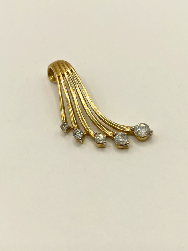 14K Gold Diamond Wave Pendant