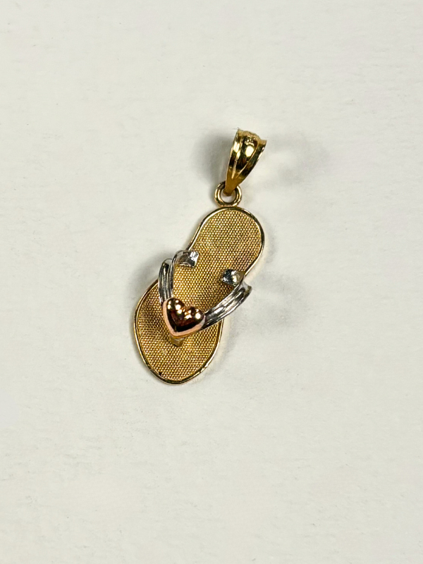 14K Gold Tricolor Flip Flop Charm