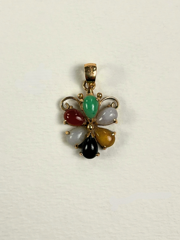 Multi Stone & 14k Gold Flower Charm