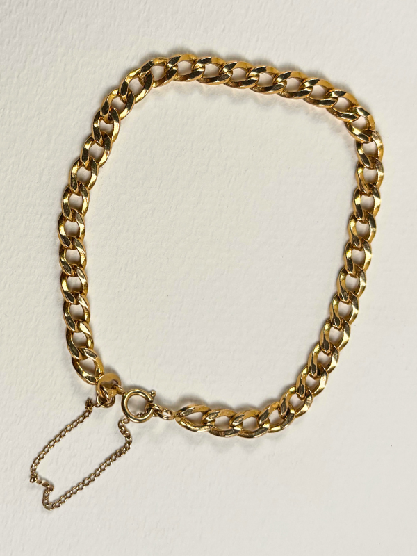 14K Curb Chain Bracelet  with Safety Chain