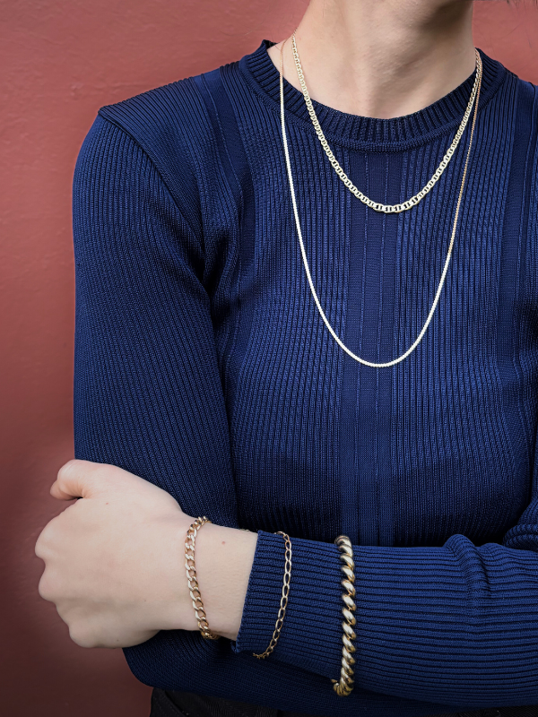 14K Curb Chain Bracelet  with Safety Chain