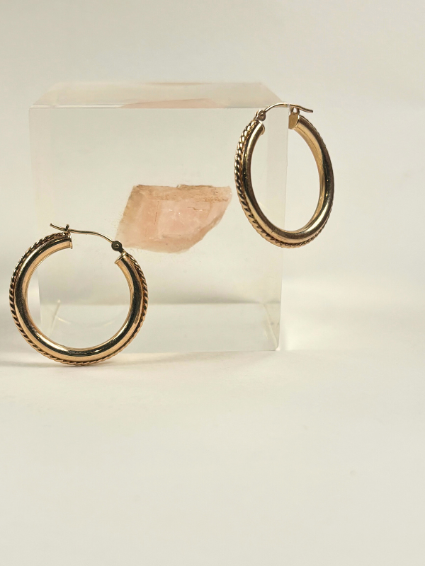 14K Hoops with Rope Detailing