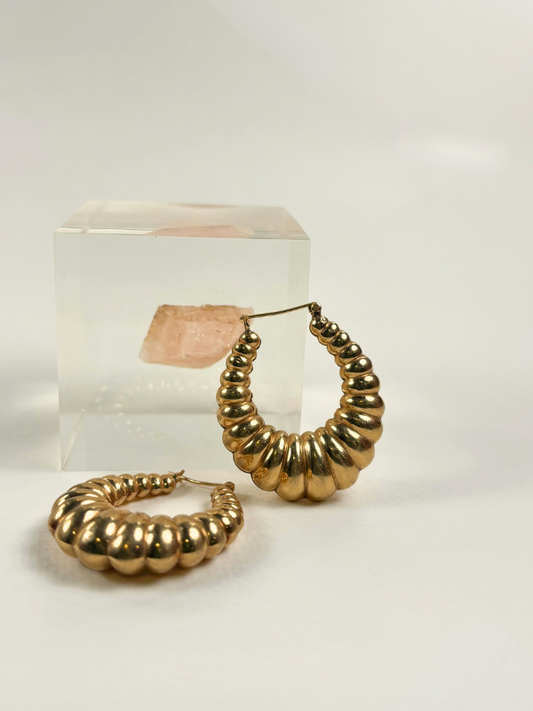 14K Scalloped Hoops