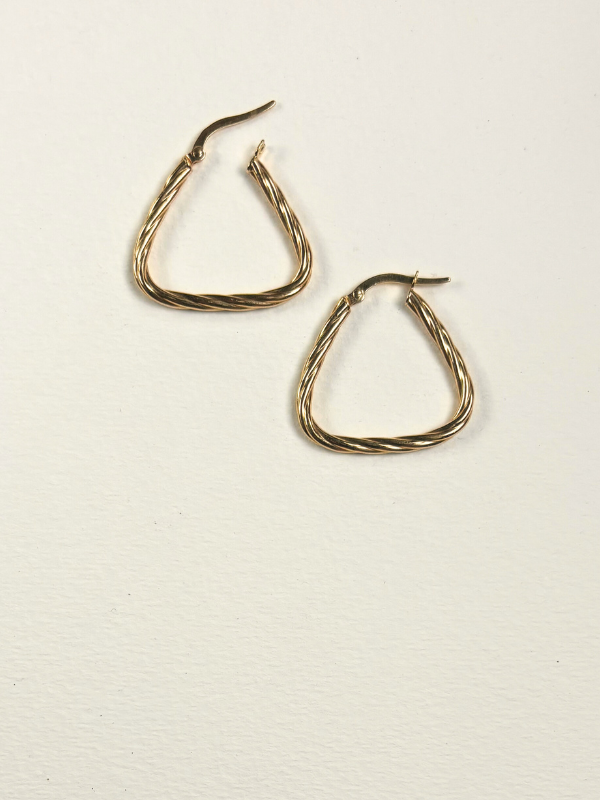 14K Triangle Hoops