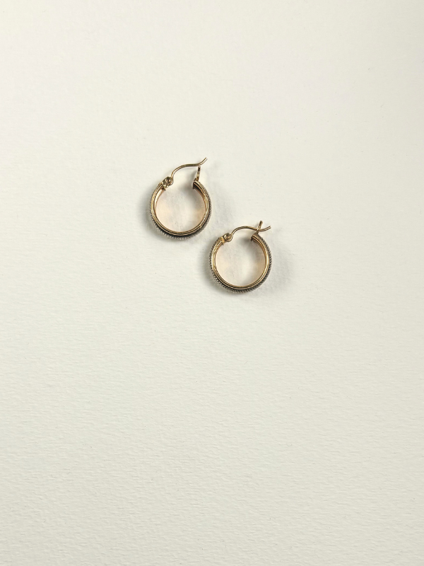 14K White and Yellow Gold Hoops