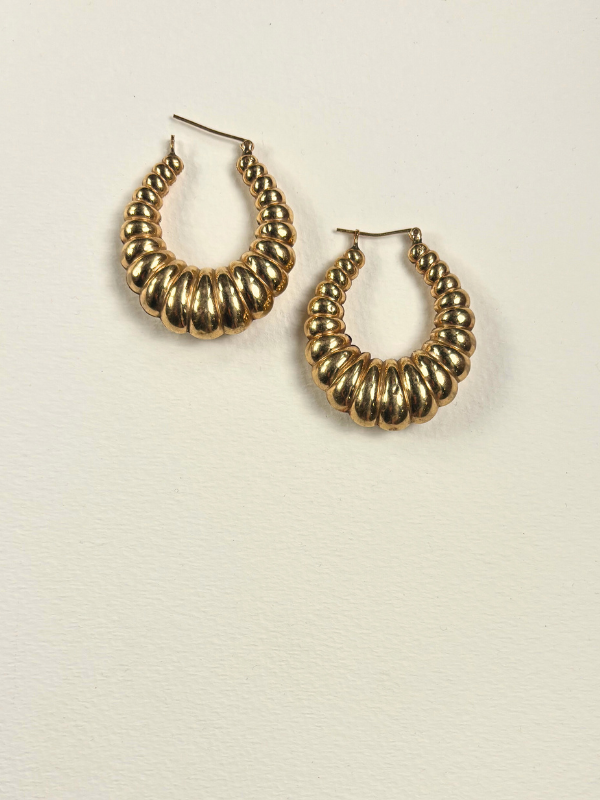 14K Scalloped Hoops