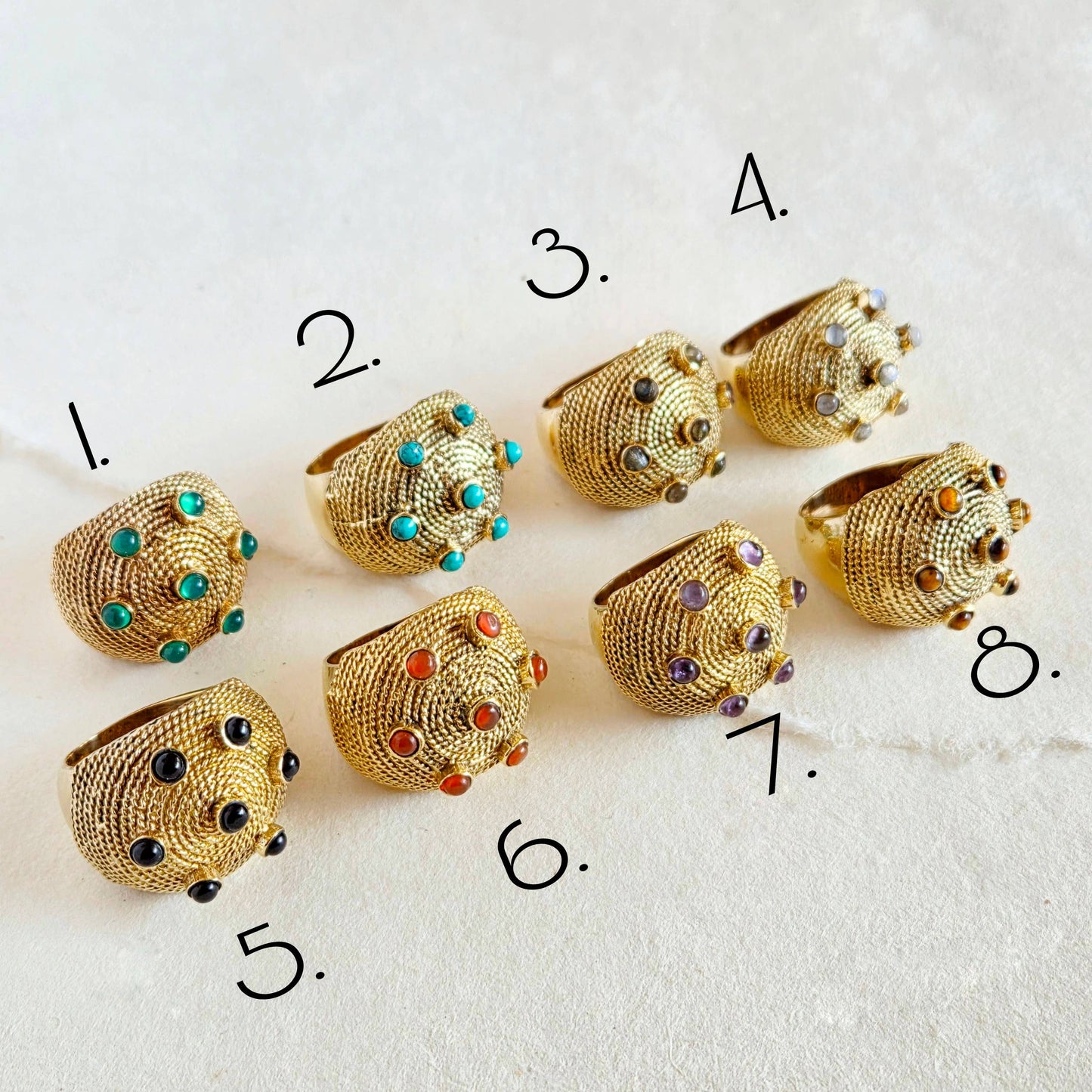 Handcrafted brass gemstone ring
