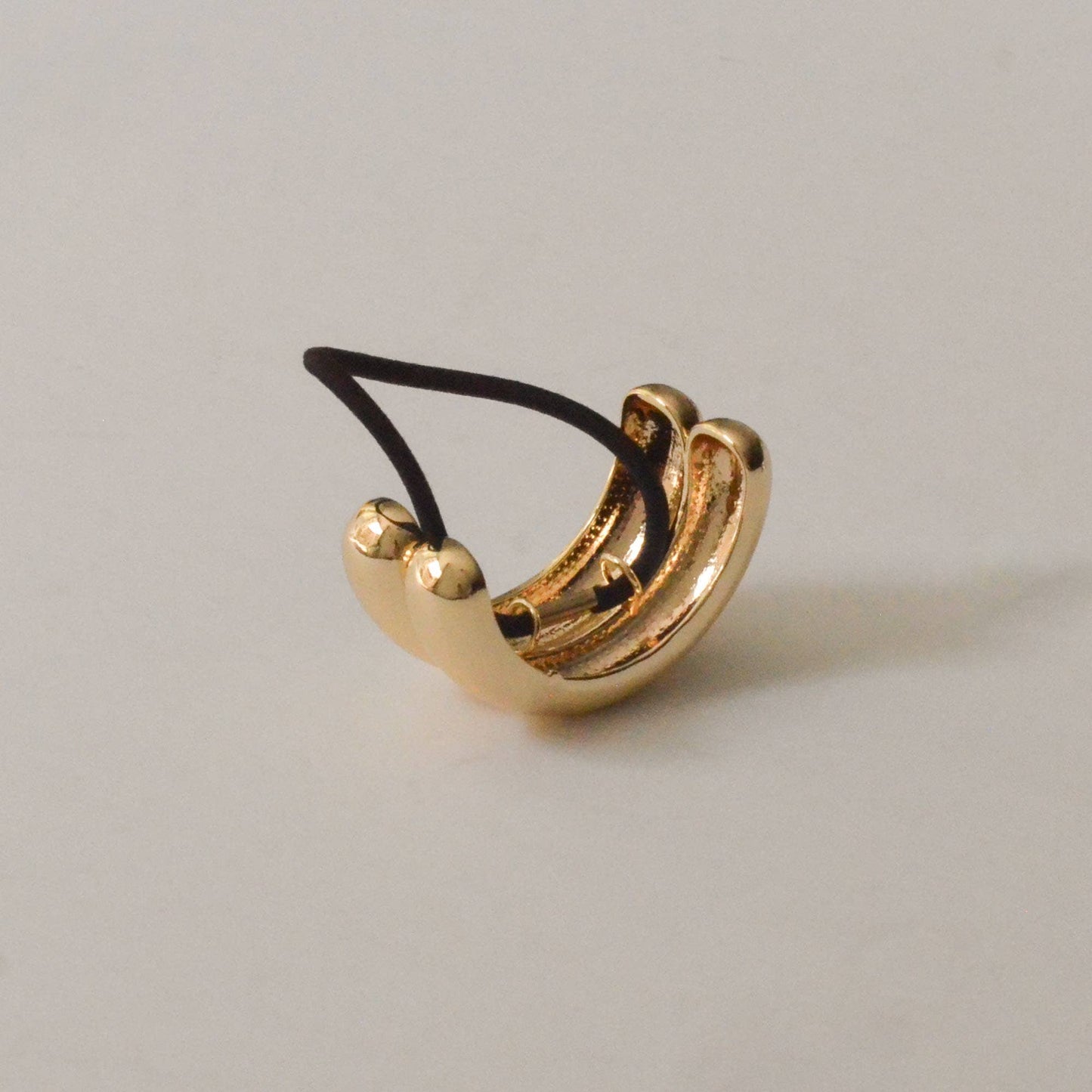 Wide Double Arch Metal Ponytail Hair Tie | Gold