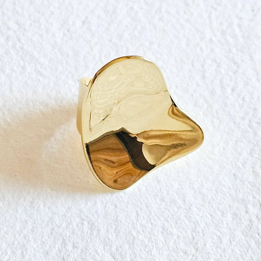 Brass Ring Pebble Convex Handmade Organic