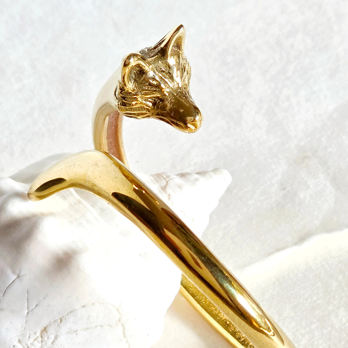 Brass Wolf Fox Dog Animal Cuff Bracelet Cuff