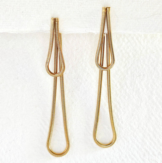 Snake chain double hoop earrings