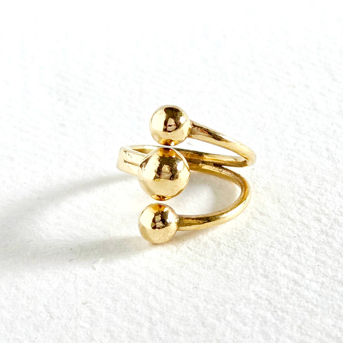 Brass 3 sphere adjustable handmade band ring