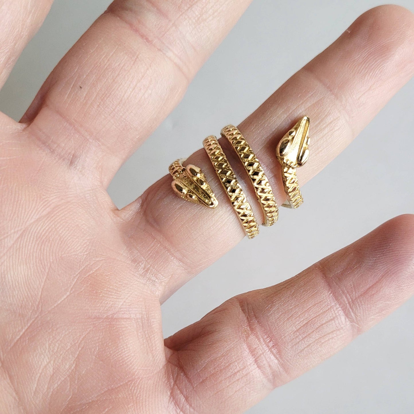 Brass snake serpent animal spiral ring