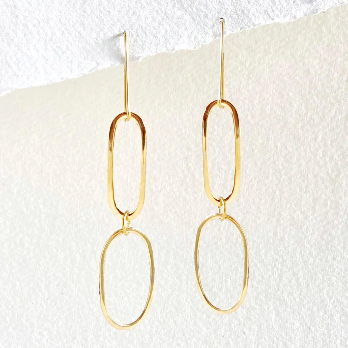 Brass Hoop Small Light Oval Earrings Handmade
