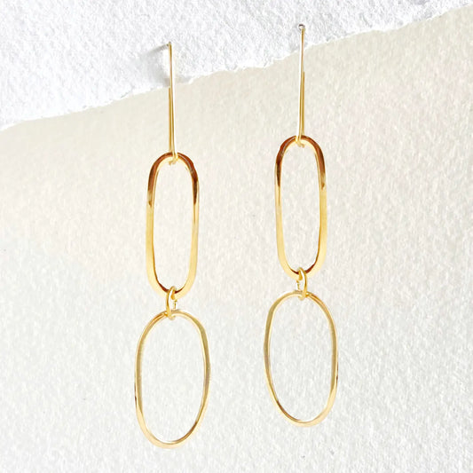 Brass Hoop Small Light Oval Earrings Handmade