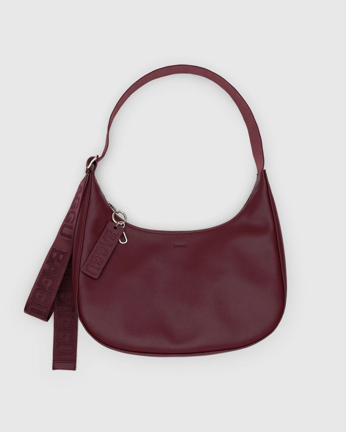 Baggu Medium Recycled Leather Crescent Bag in Mahogony