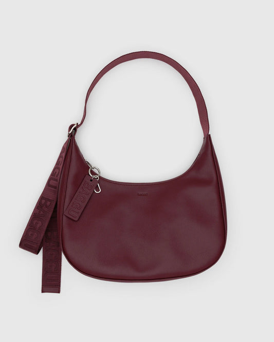 Baggu Medium Recycled Leather Crescent Bag in Mahogony