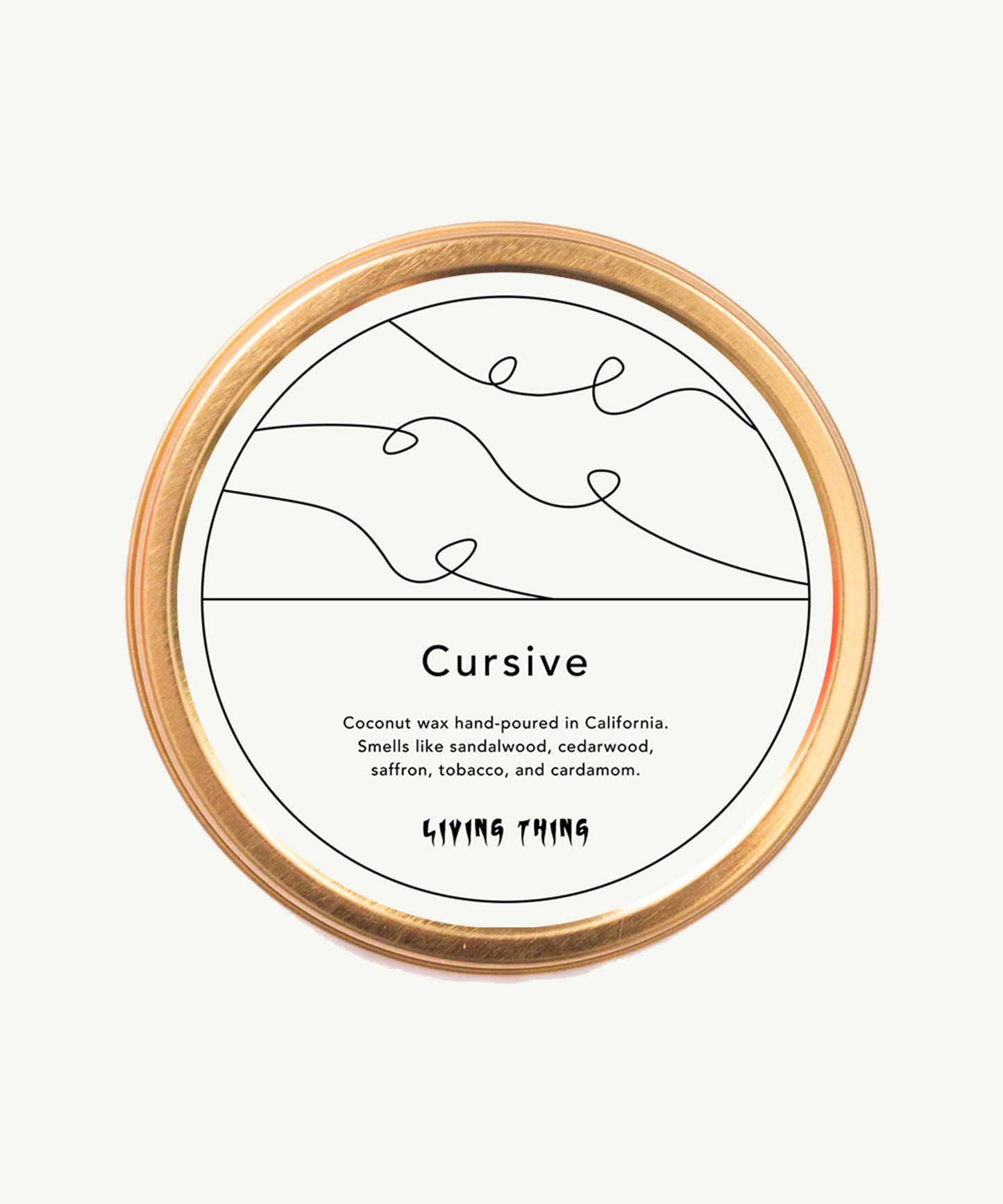 Cursive Candle Travel Tin: Sandalwood, Cedarwood + Cardamom