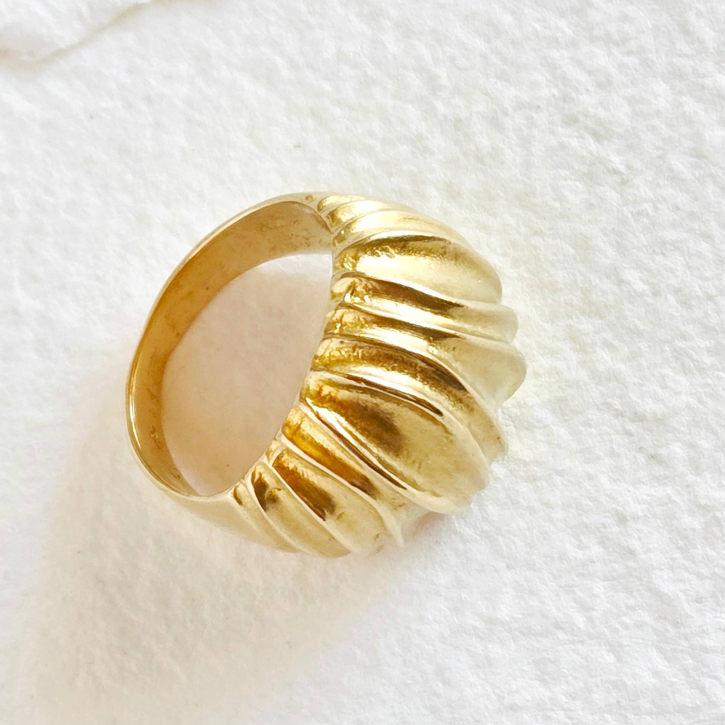 Brass dome wave statement ring