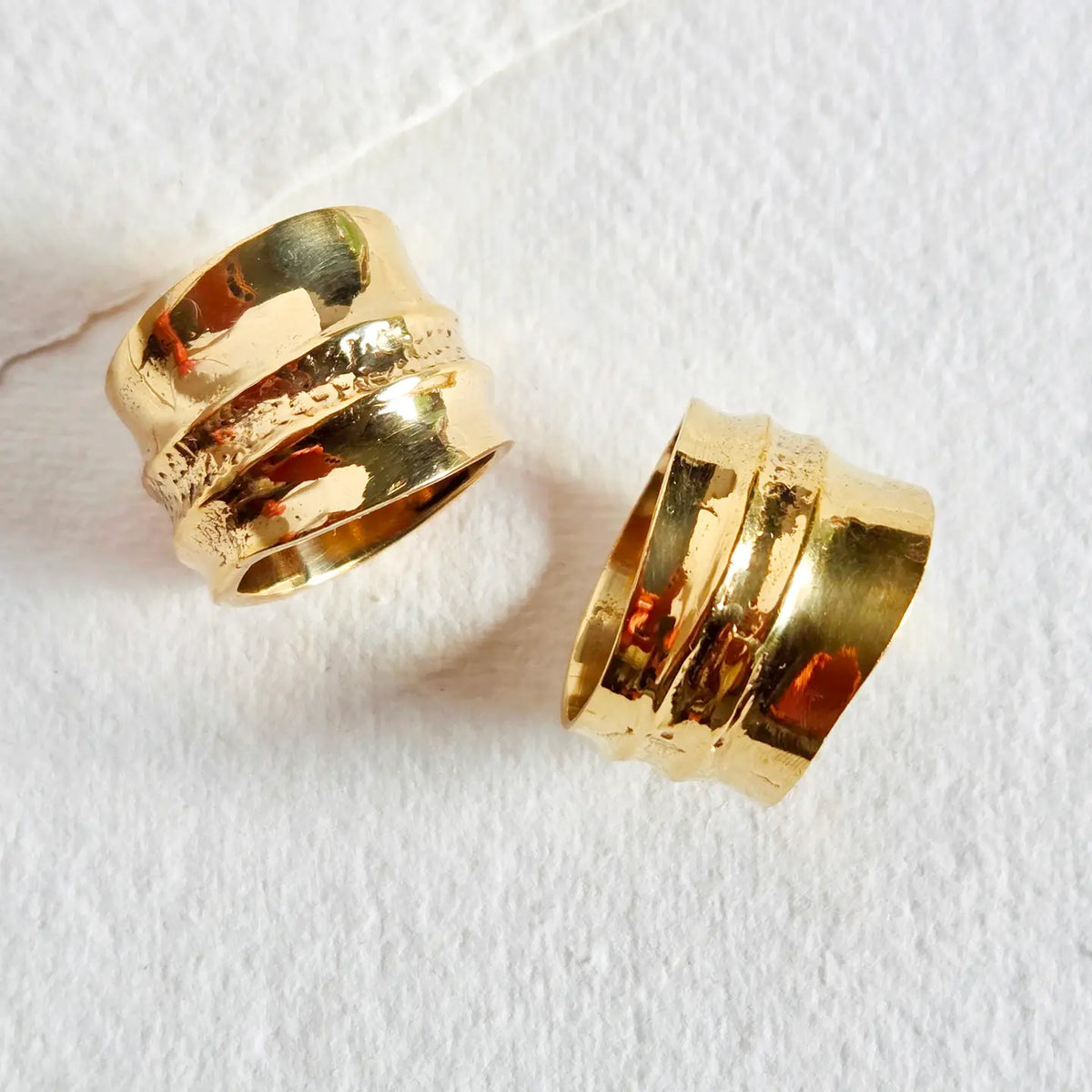 Brass Irregular Bark Organic Band Cigar Ring