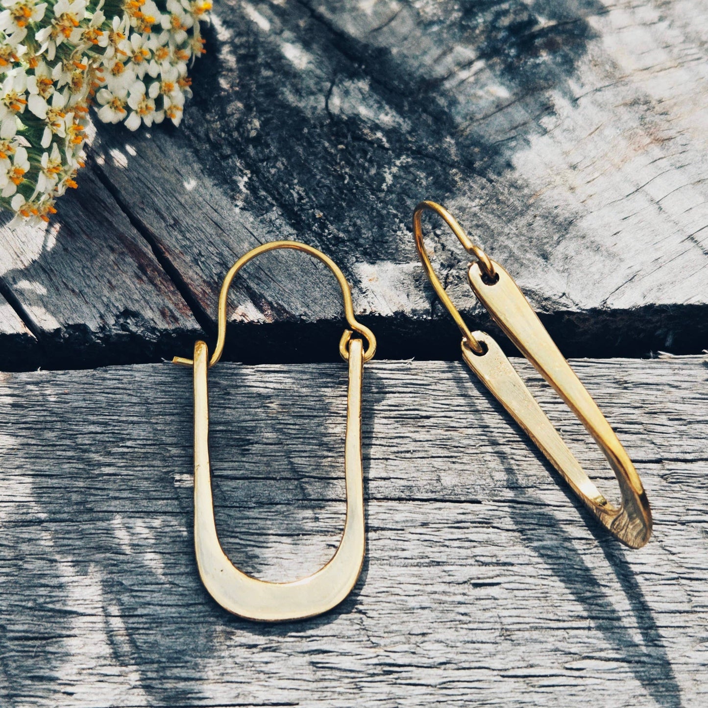 Handmade Brass Unique Oval Hoop Earrings