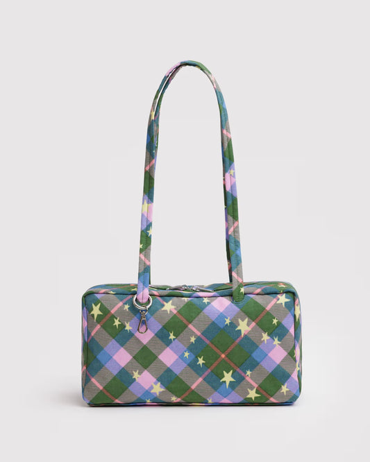 Nylon Bowler Bag - Green Star Plaid