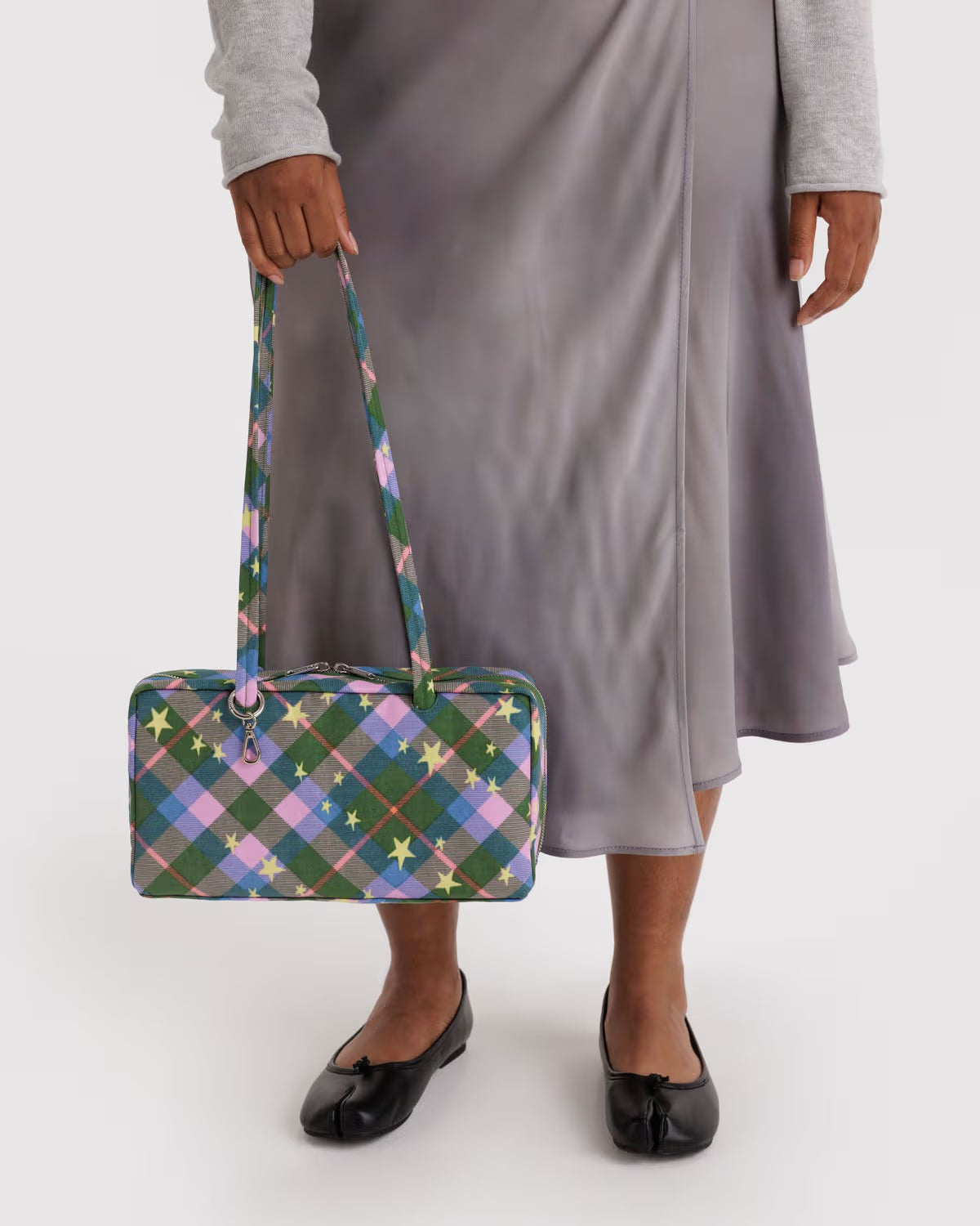 Nylon Bowler Bag - Green Star Plaid