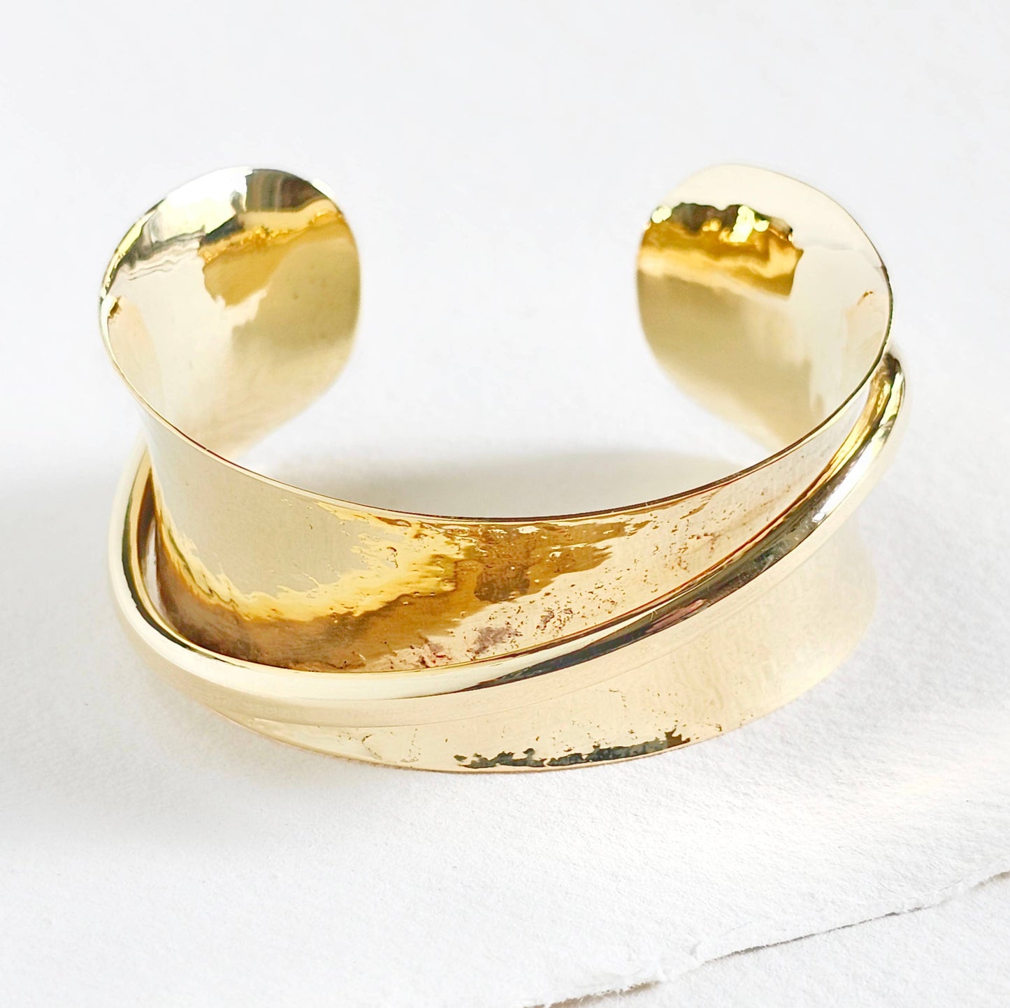 Brass Curve  line hammered Cuff bracelet