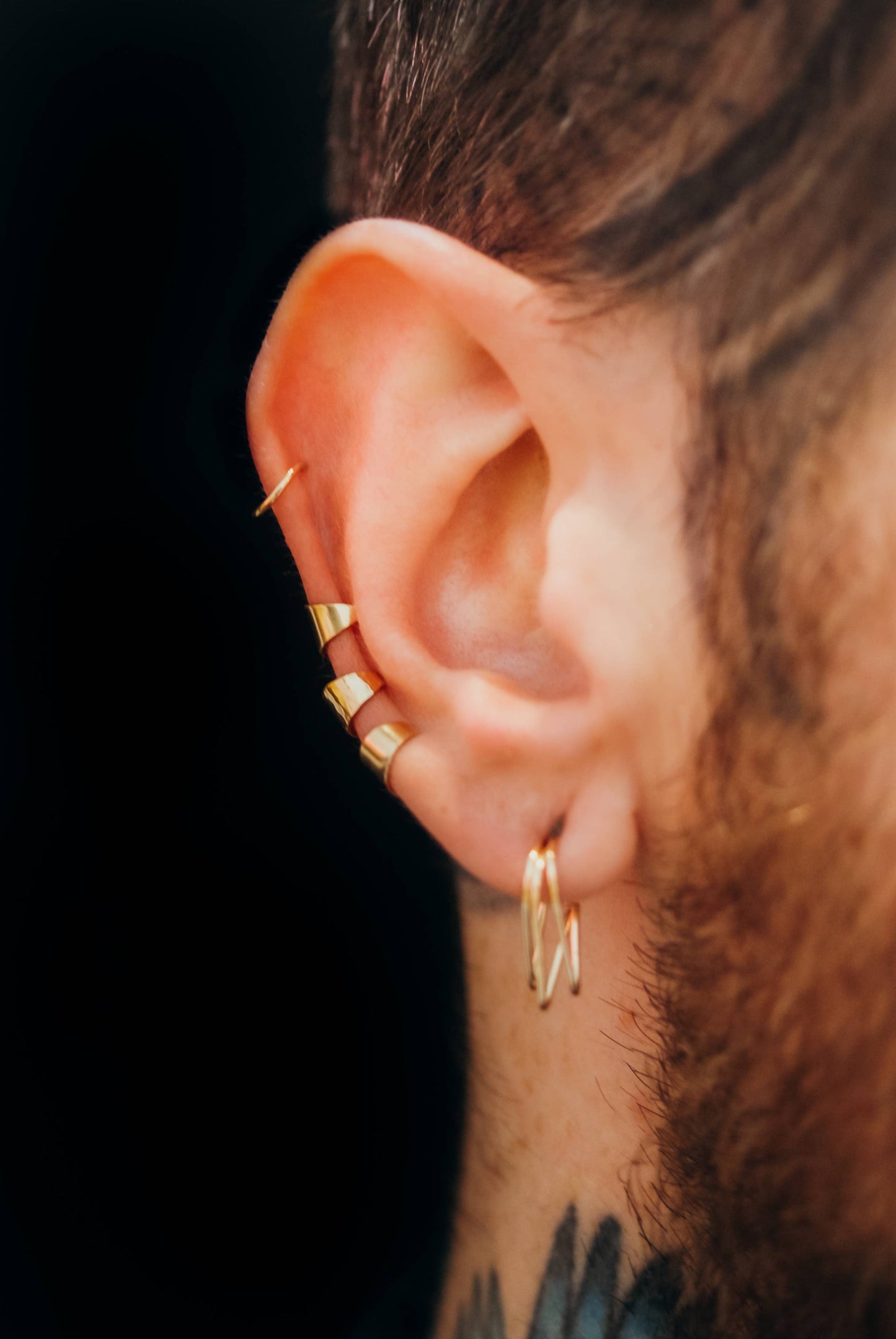 Triangle Huggie Hoop, Solid 14K Gold