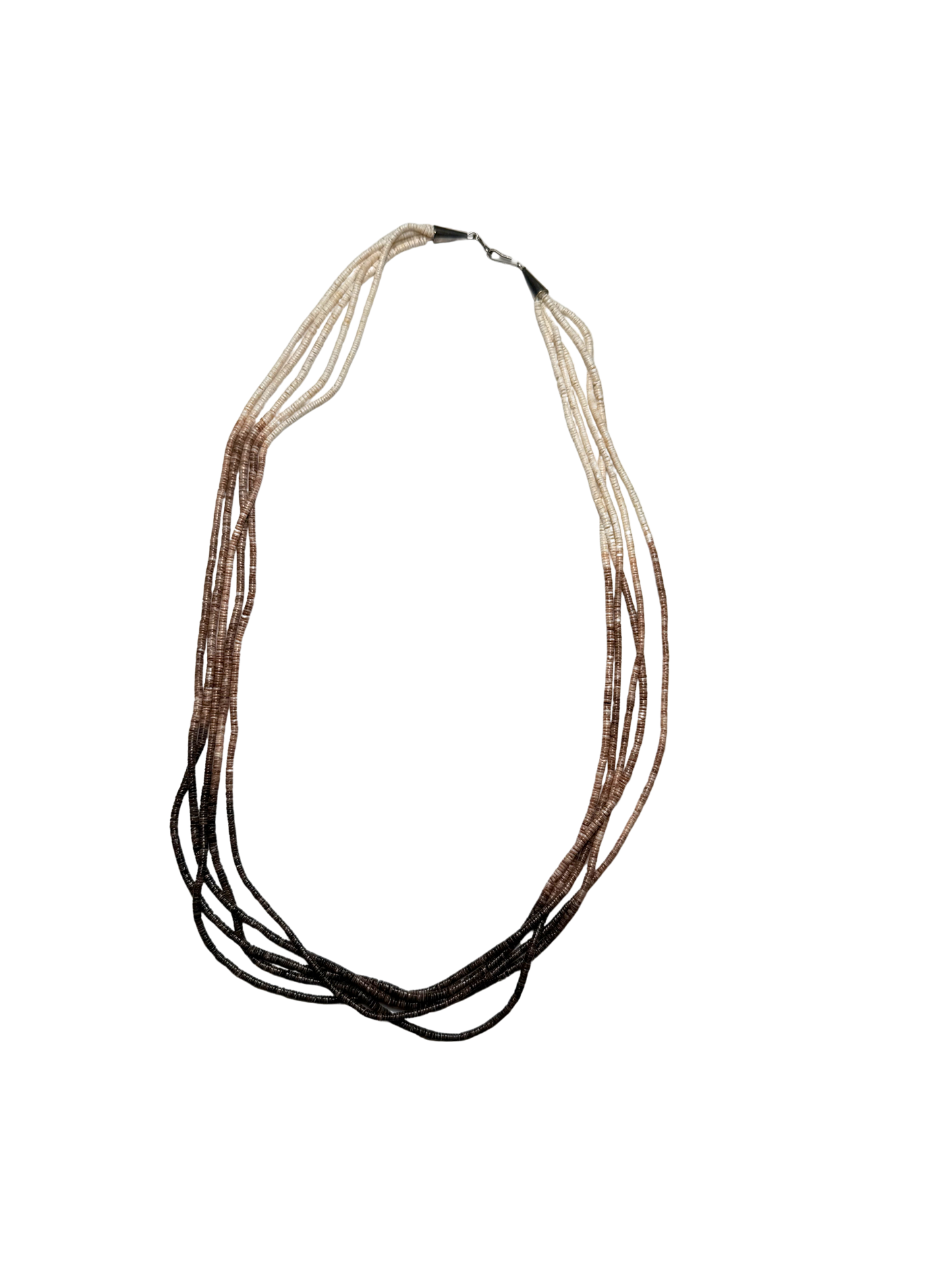 White & Brown Mini Heishi 10 Strand Necklace SDP