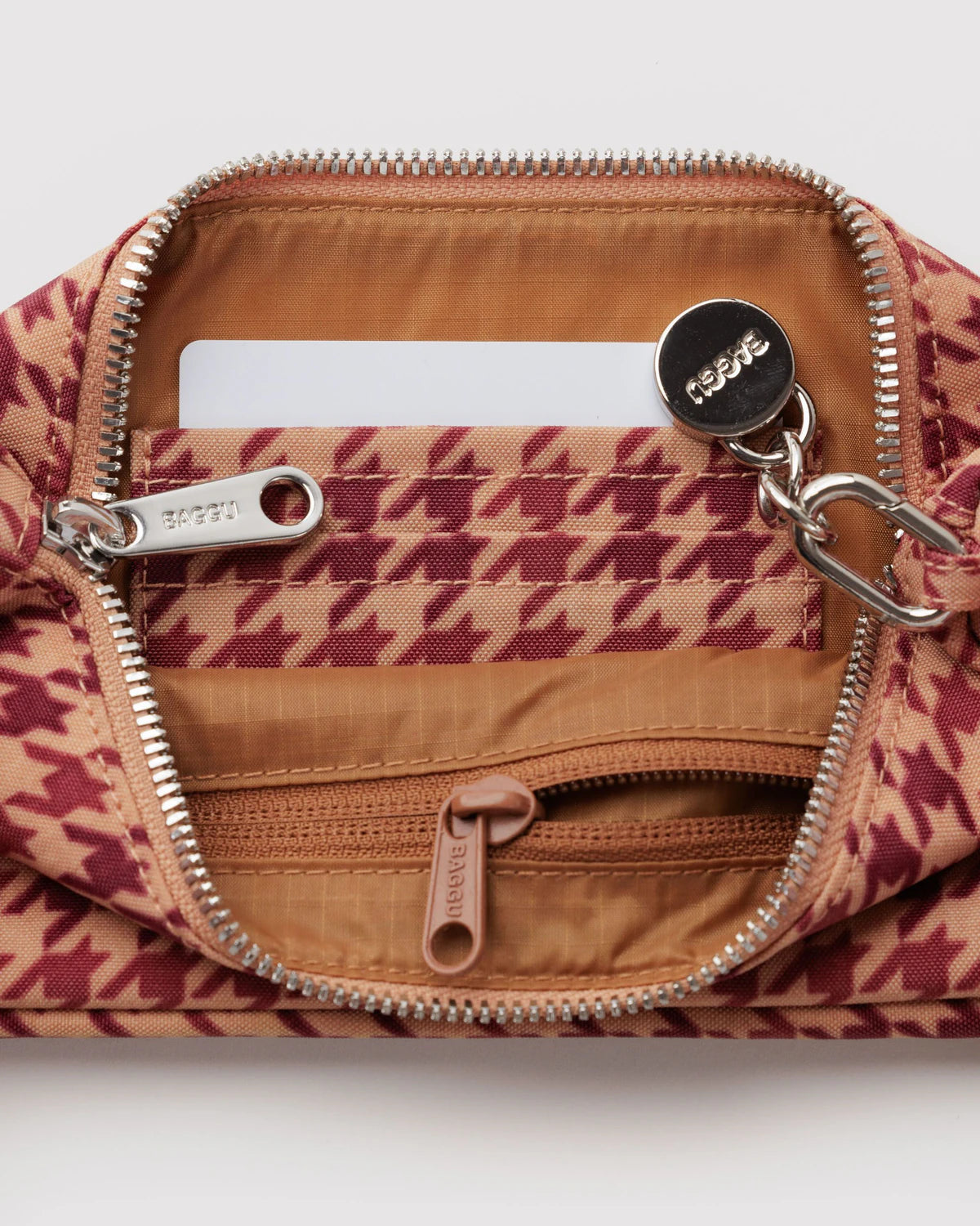 Nylon Pouchette - Tan Houndstooth