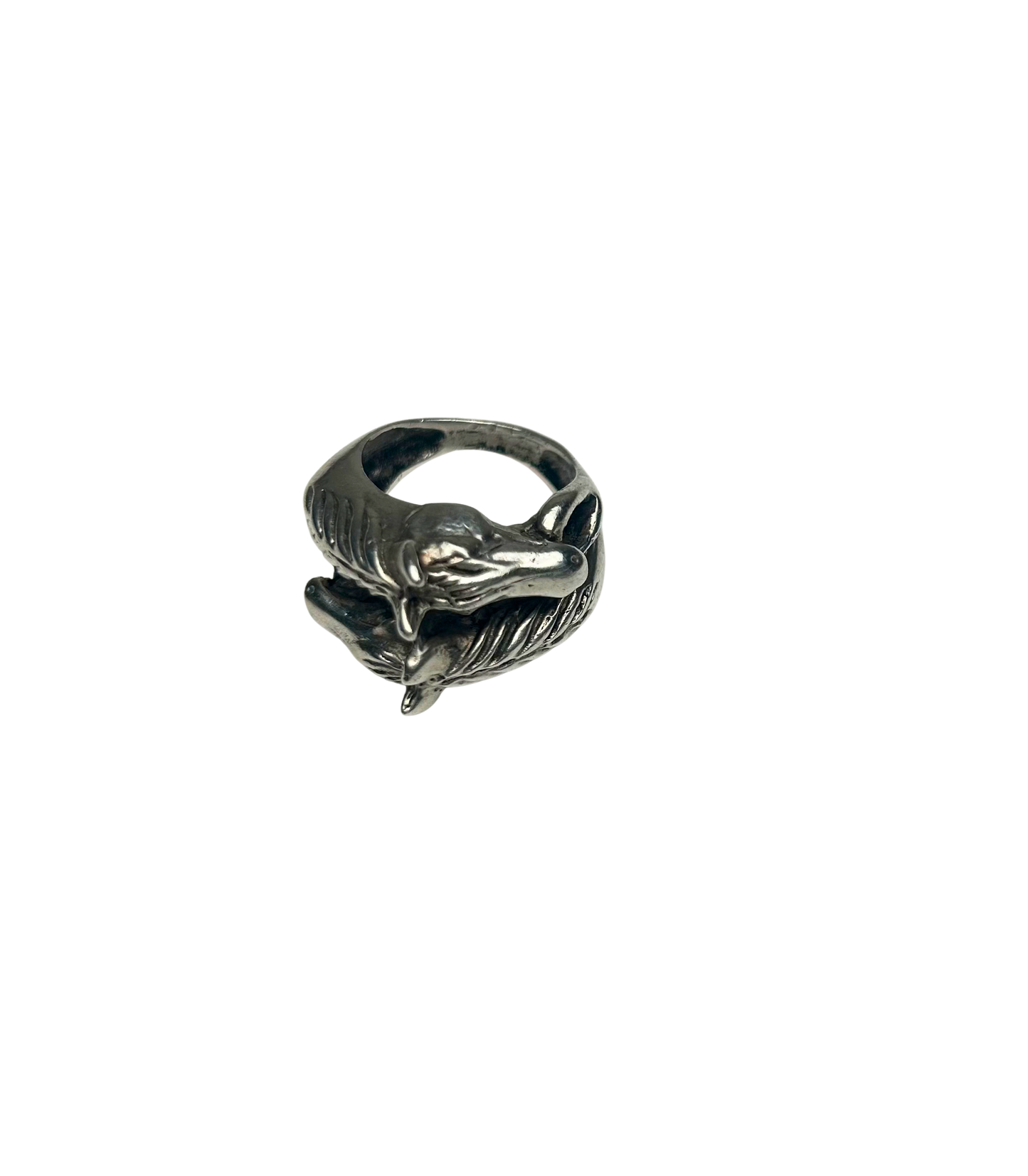 Vintage Ouroboros Double Horse Head Ring