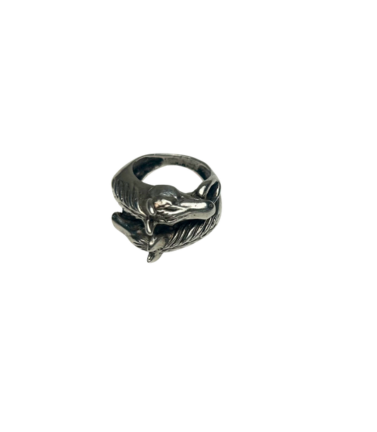 Vintage Ouroboros Double Horse Head Ring