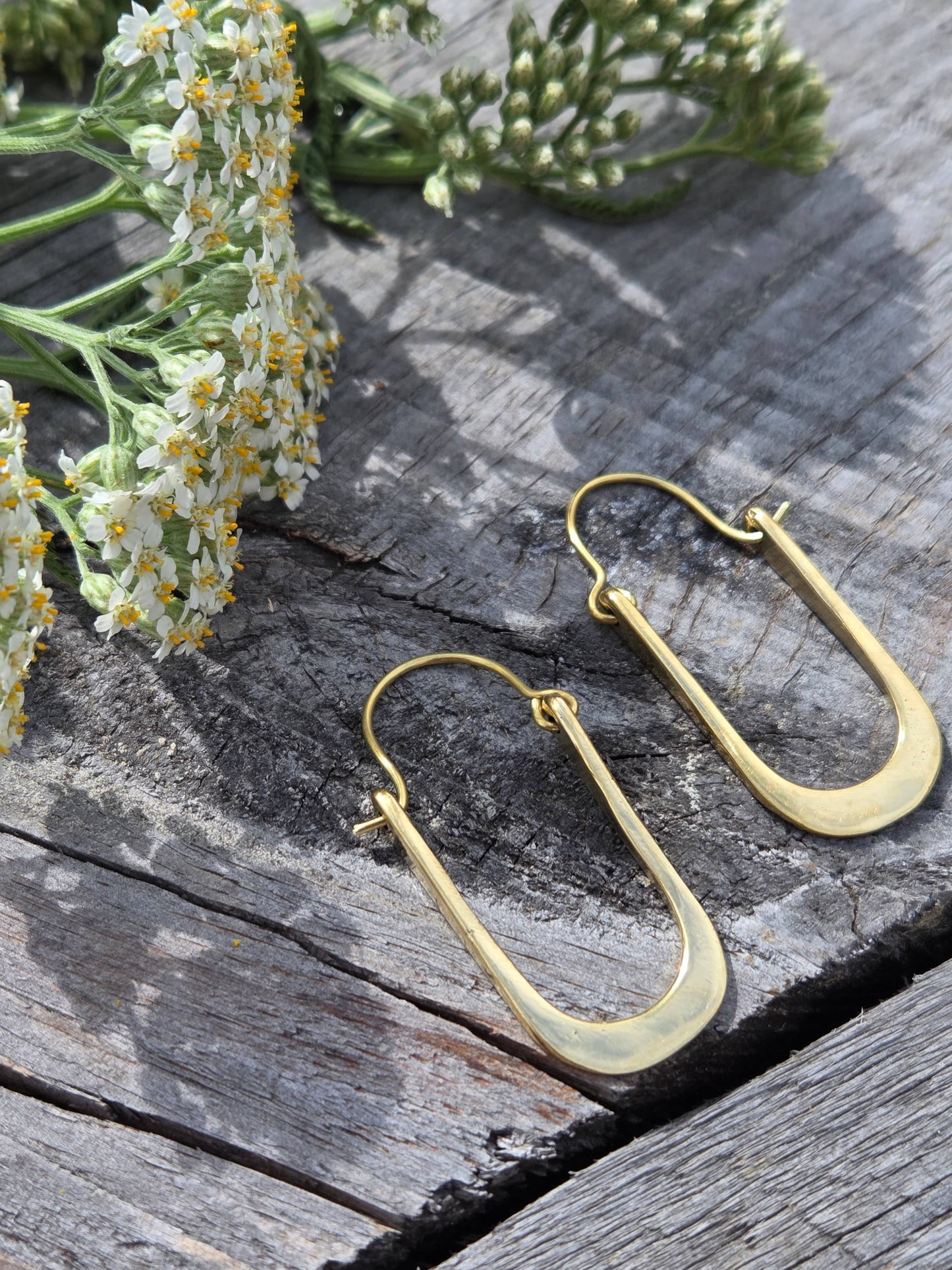 Handmade Brass Unique Oval Hoop Earrings