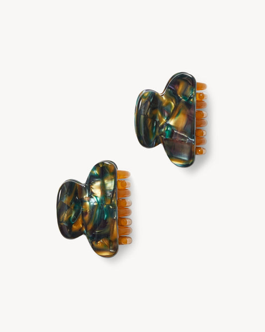 Twin Heirloom Claws in Green Tortoise