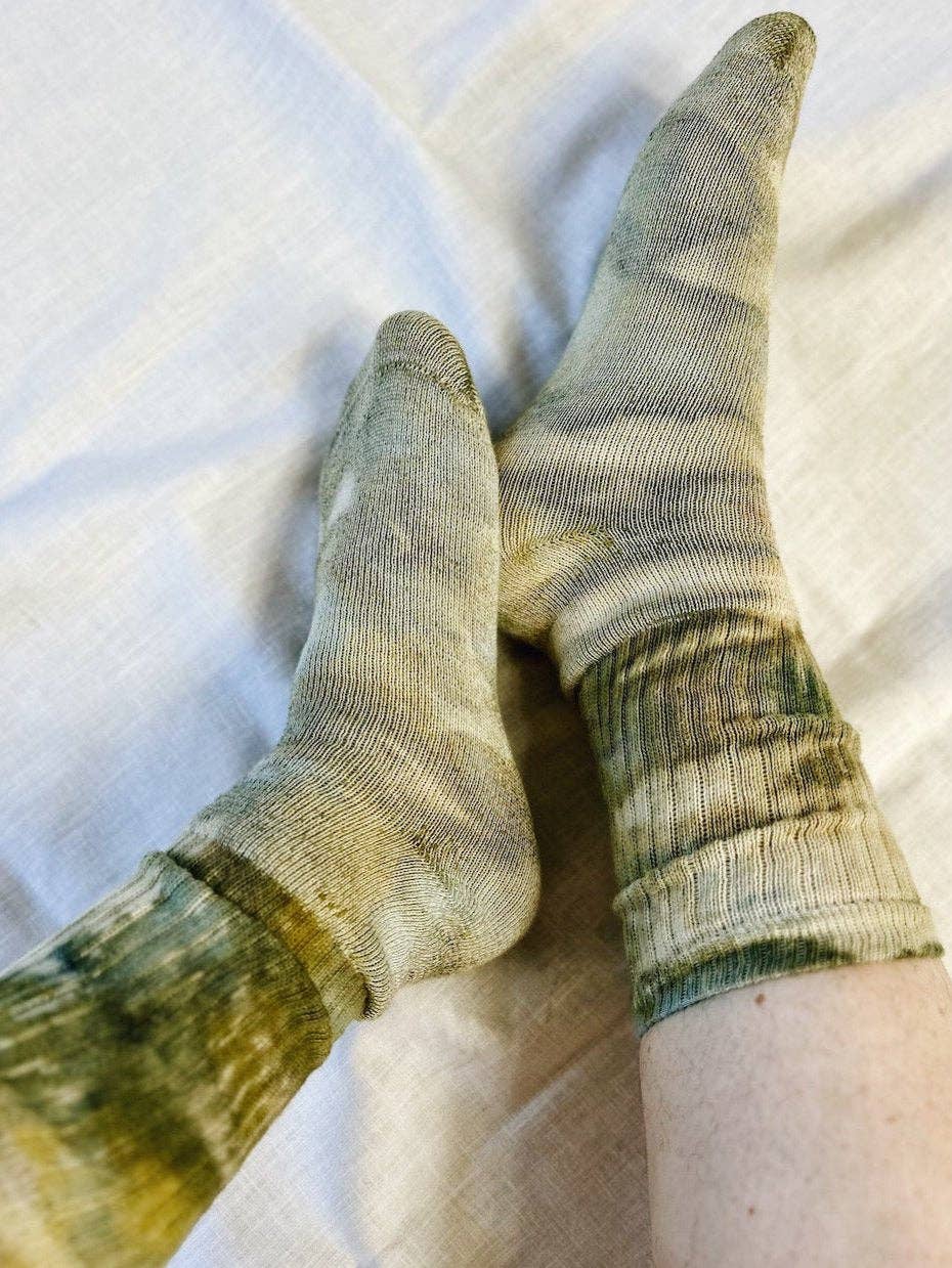 Hand Dyed Organic Cotton Crew Socks in 12 colors